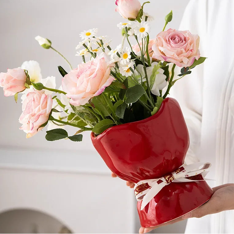 Lovely Ribbon Ceramic Vase Set by DecorBites™