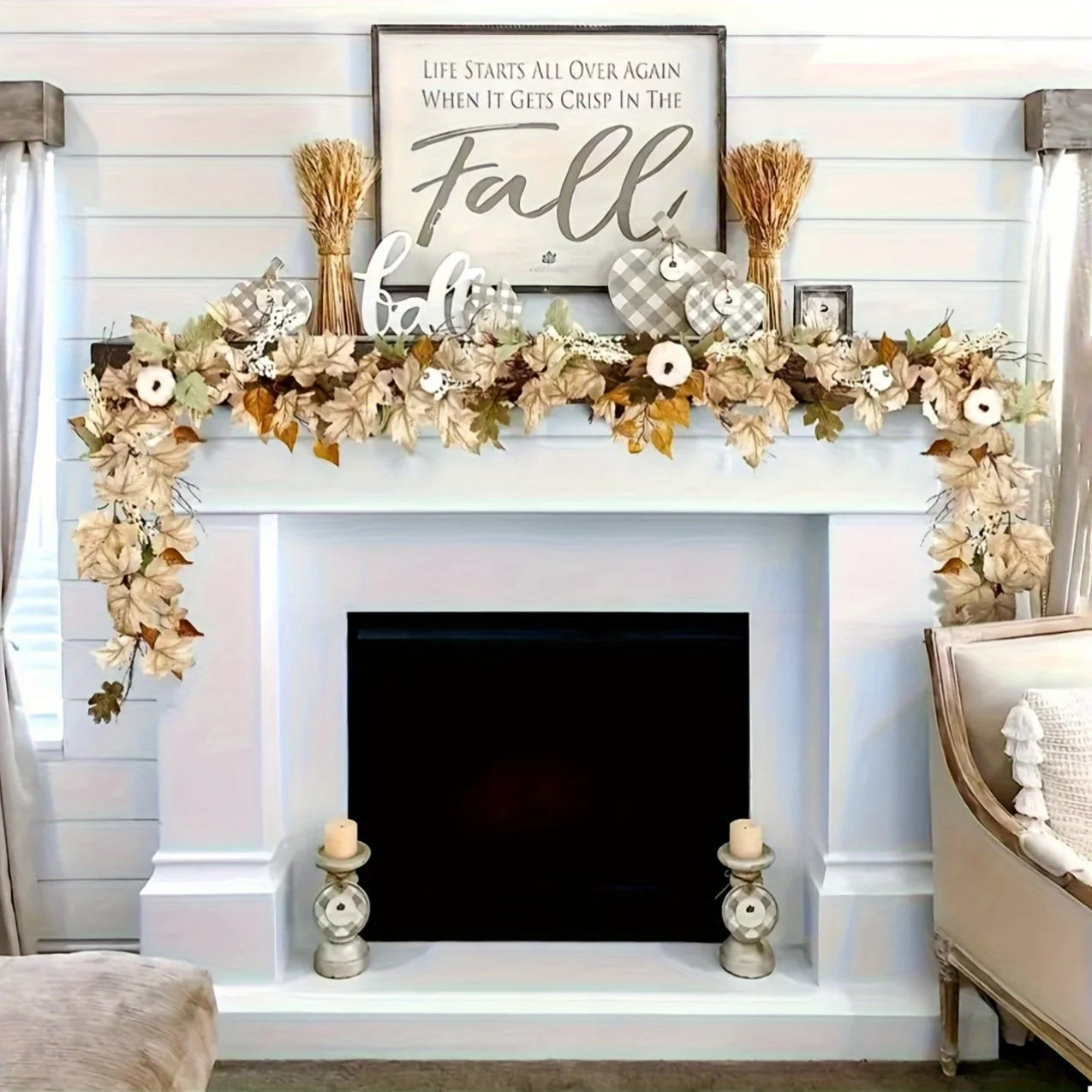 Autumn Maple Leaf & Pumpkin Garland