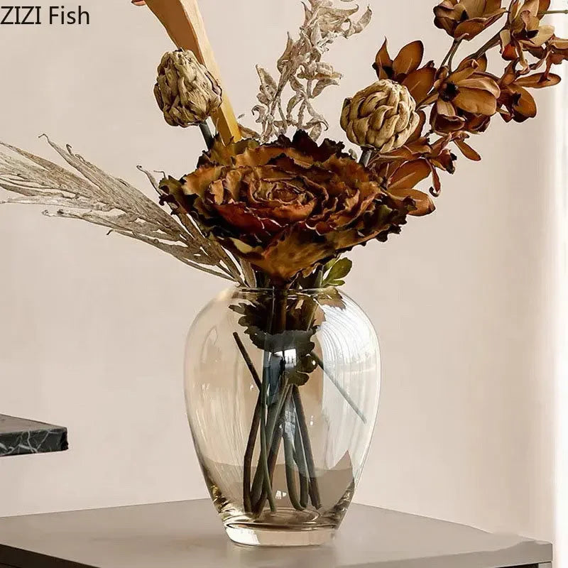 Amber Glass Vase | Transparent Hydroponics X DecorBites™