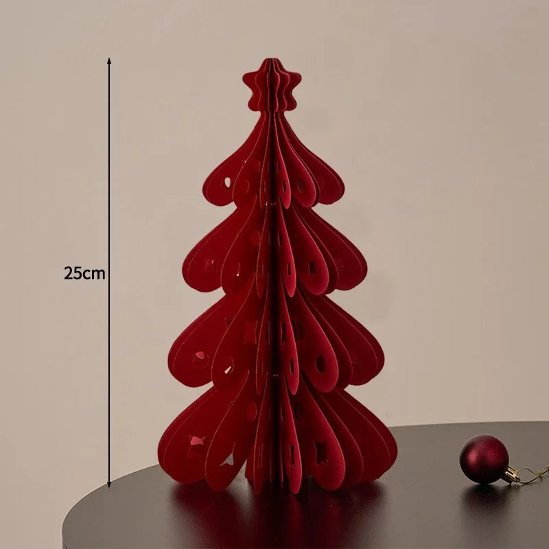 2026 Christmas Decorations Crimson Paper Honeycomb Tree