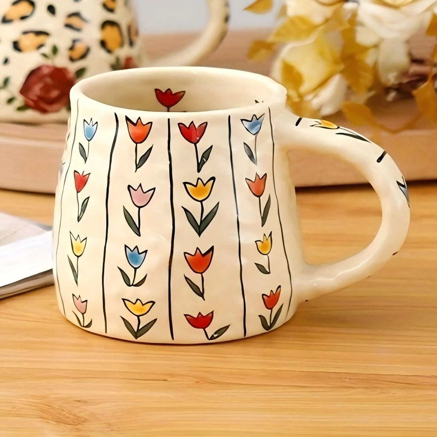 Handmade Botanical  Design Ceramic Mug