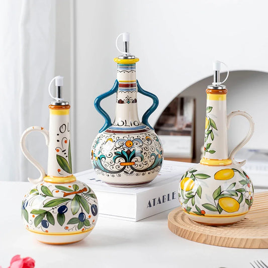Olio d'Oliva Hand-Painted Ceramic Oil Dispenser