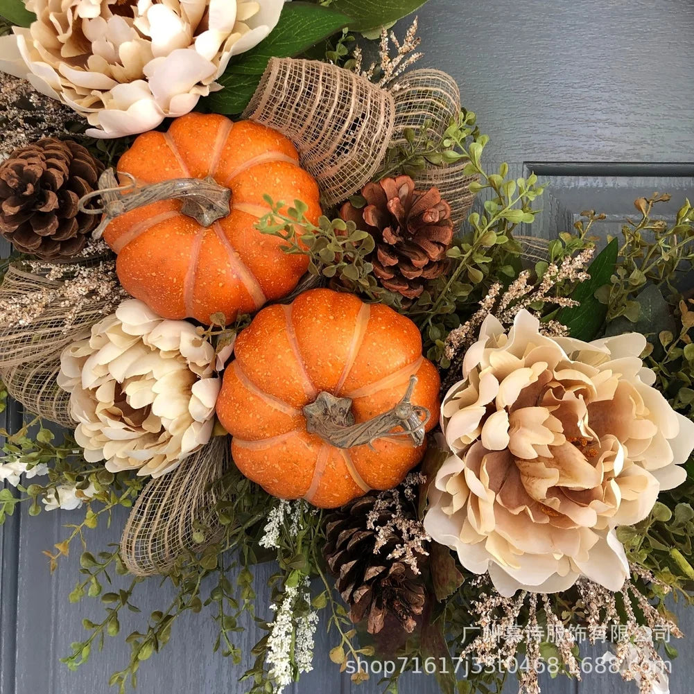 Eucalyptus Berries & Pumpkins Autumn Door Wreath