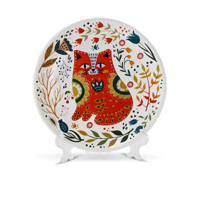 Astrid Nordic Hand Painted Cat Ceramic Plate
