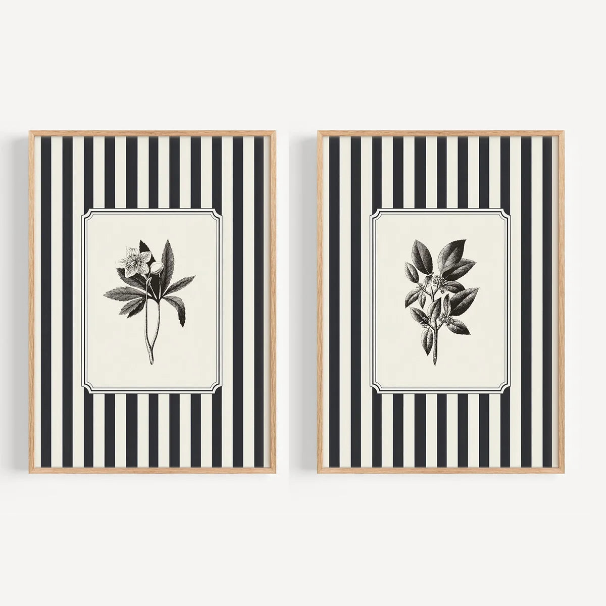 Black Bird & Floral Wall Art Set