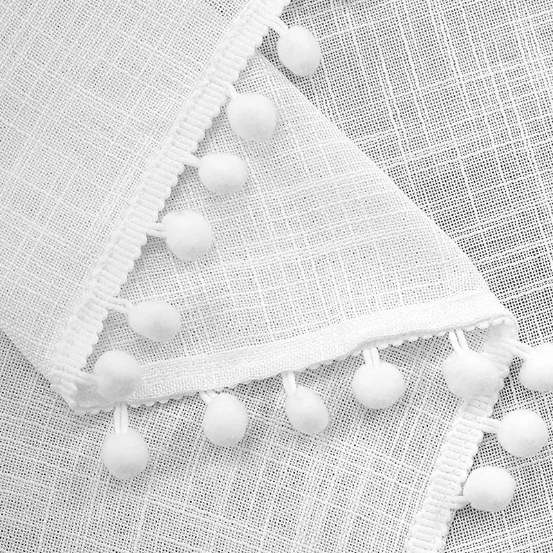 French Pom Pom Tassels Sheer Curtains