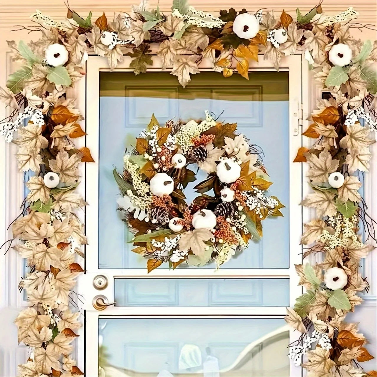 Autumn Maple Leaf & Pumpkin Garland