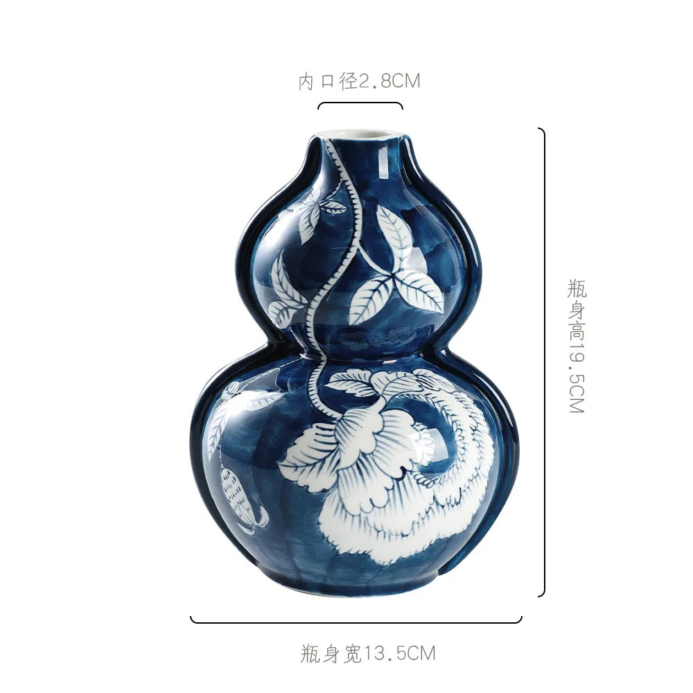 Chinoiserie Blue & White Porcelain Vase Flower Pot by DecorBites™