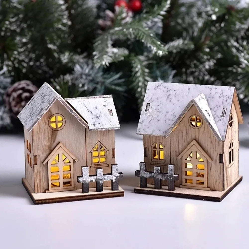 Christmas Cabin Lighted Wooden House