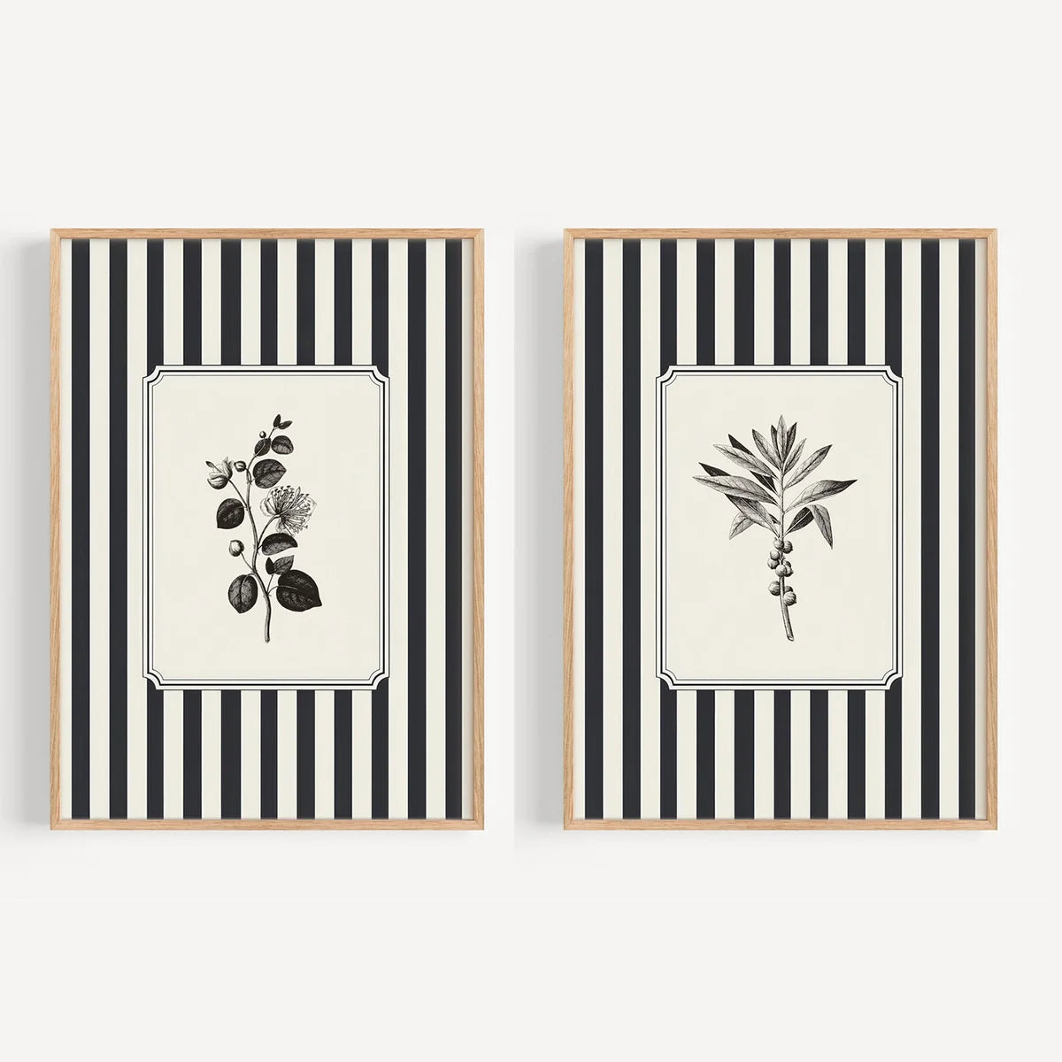 Black Bird & Floral Wall Art Set