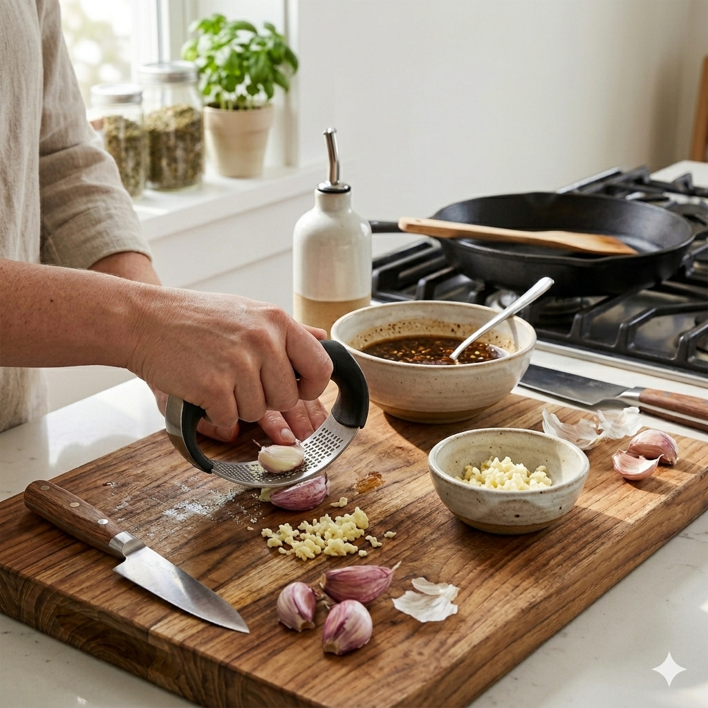 Kiva Stainless Steel Garlic Press