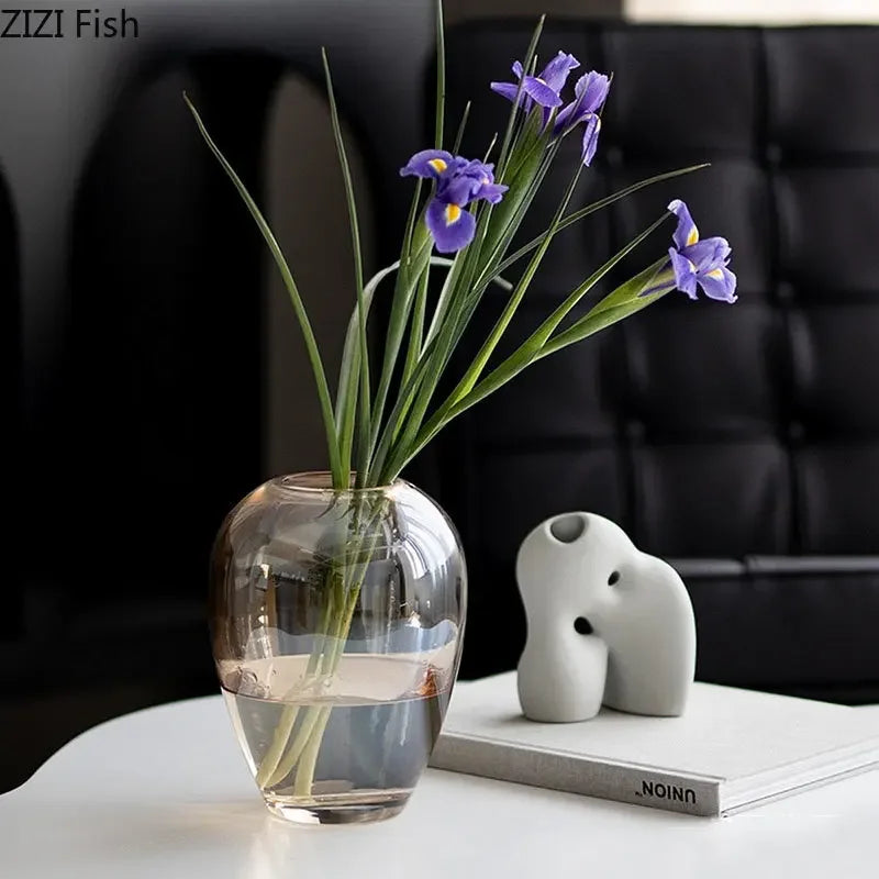 Amber Glass Vase | Transparent Hydroponics X DecorBites™