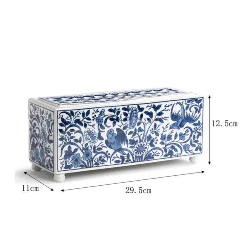 Blue White Porcelain Square Flowerpot DecorBites™