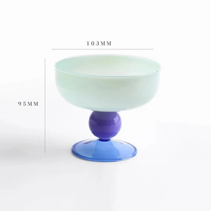 Blown Glass Dessert Cup | Amber Green Blue Grey Pink