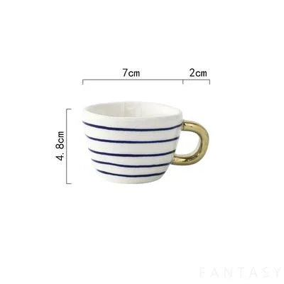 Lechsi Hand-Painted Gold Handle Ceramic Mugs