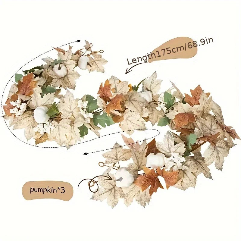 Autumn Maple Leaf & Pumpkin Garland