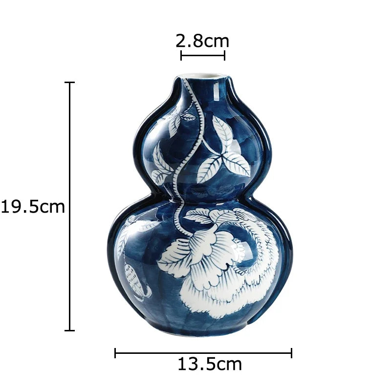 Blue Porcelain Vase: Flowers and Birds Table Decor by DecorBites™