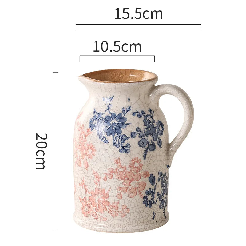 Fleur Blue & Blush Ceramic Vase by DecorBites™