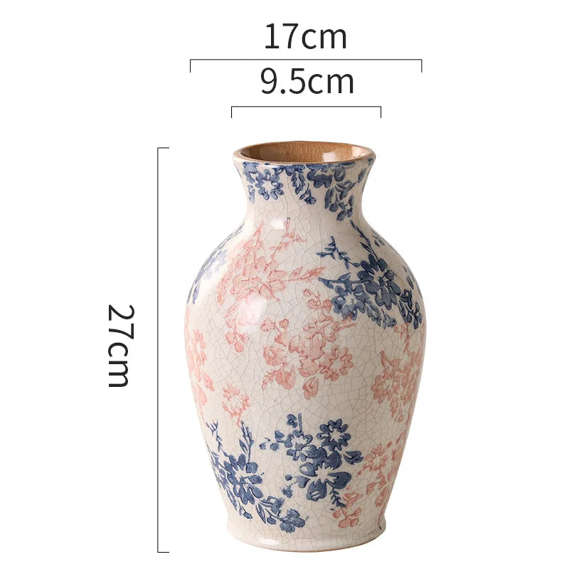 Fleur Blue & Blush Ceramic Vase by DecorBites™