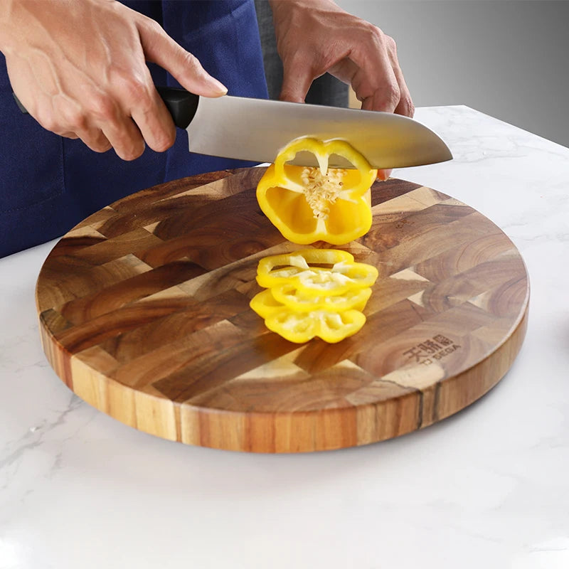 Acacia Wood Round Grain Chopping Block Double-sided