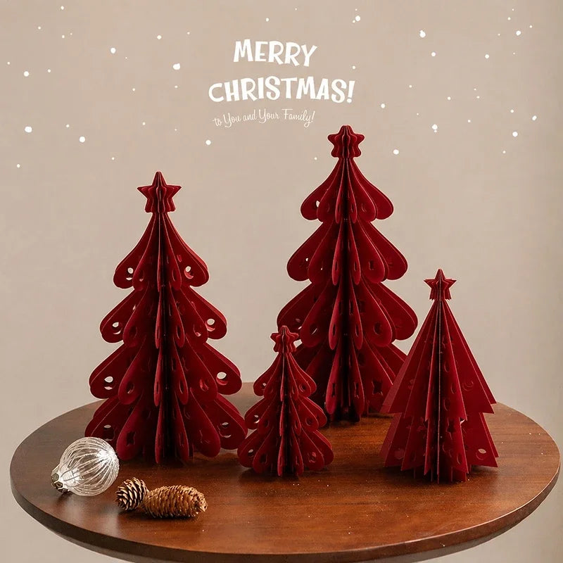 2026 Christmas Decorations Crimson Paper Honeycomb Tree