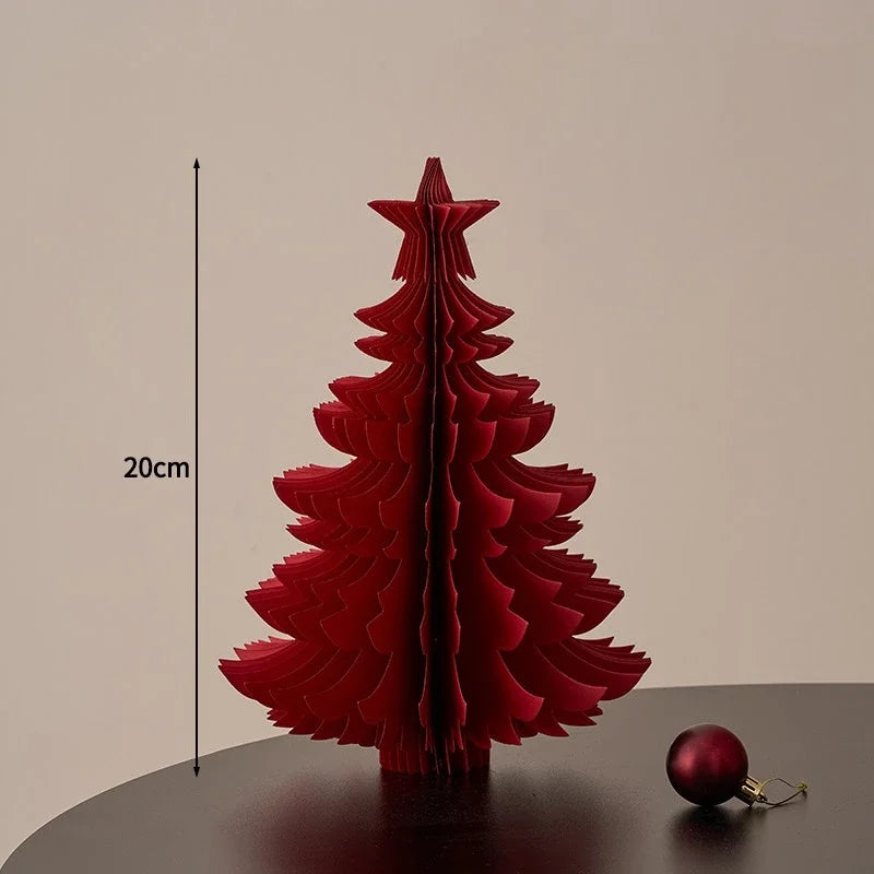 2026 Christmas Decorations Crimson Paper Honeycomb Tree