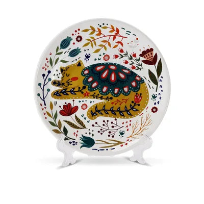 Astrid Nordic Hand Painted Cat Ceramic Plate