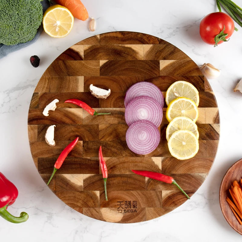 Acacia Wood Round Grain Chopping Block Double-sided