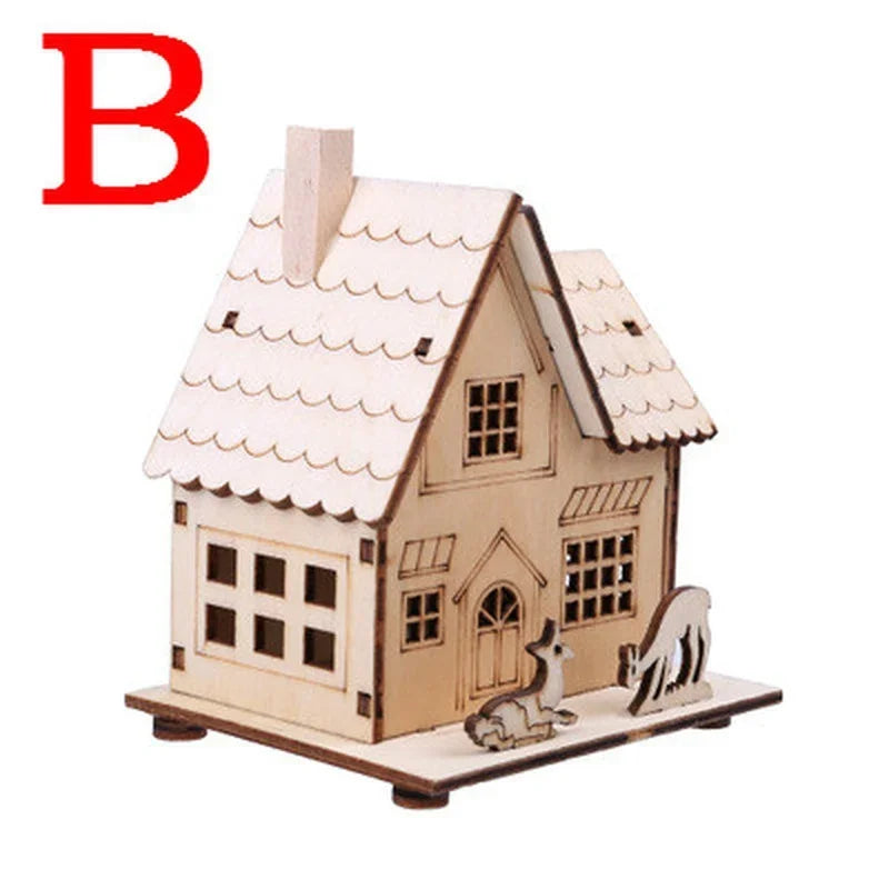 Vintage Christmas Festival Wooden Lighted Houses