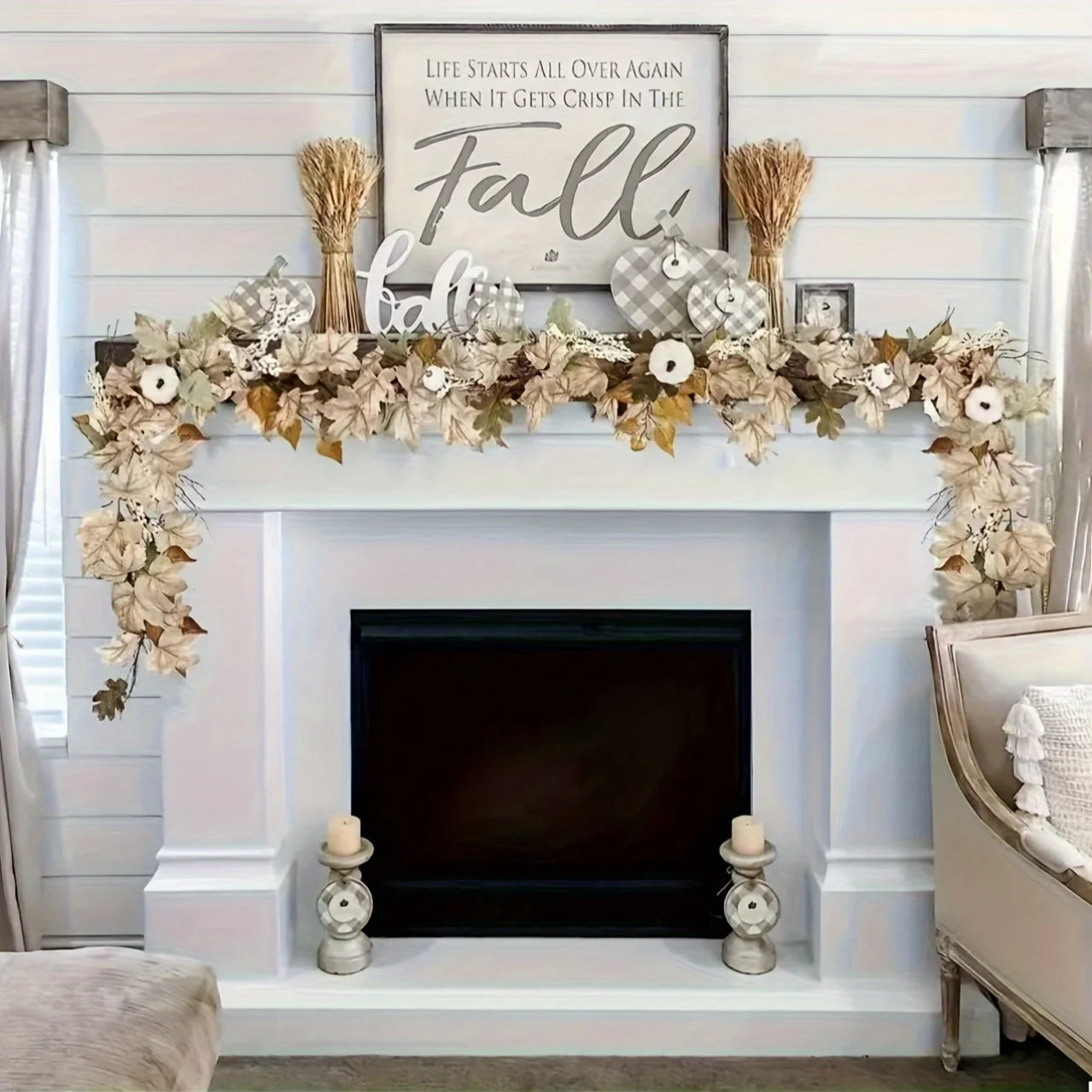 Autumn Maple Leaf & Pumpkin Garland