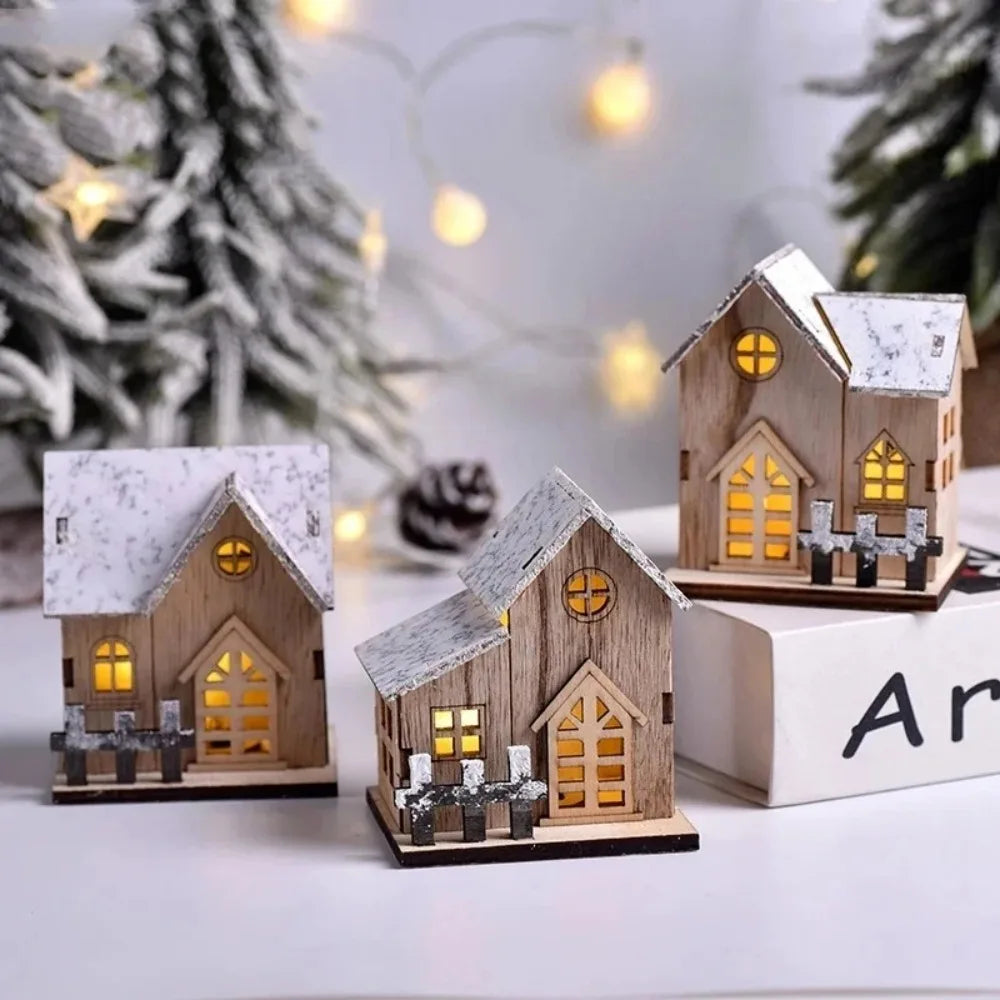 Christmas Cabin Lighted Wooden House
