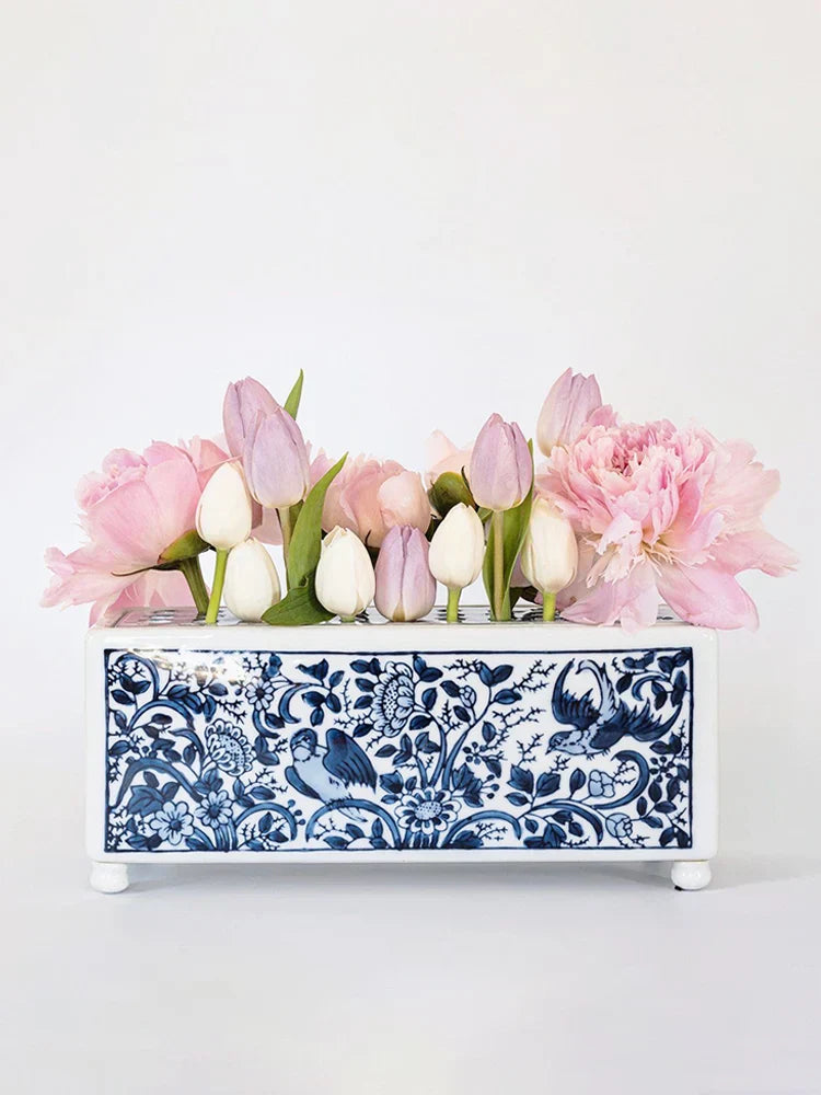 Blue White Porcelain Square Flowerpot DecorBites™