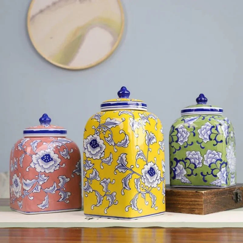 Floral Inspired Porcelain Jar by DecorBites™