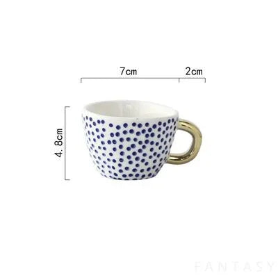 Lechsi Hand-Painted Gold Handle Ceramic Mugs