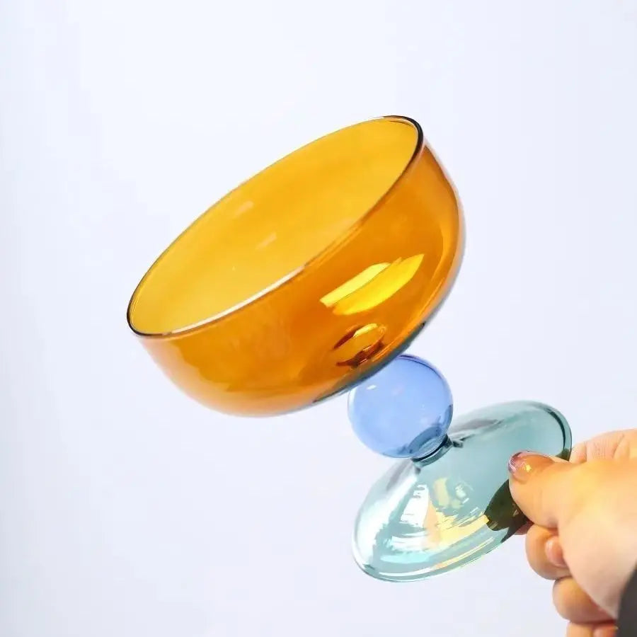 Blown Glass Dessert Cup | Amber Green Blue Grey Pink