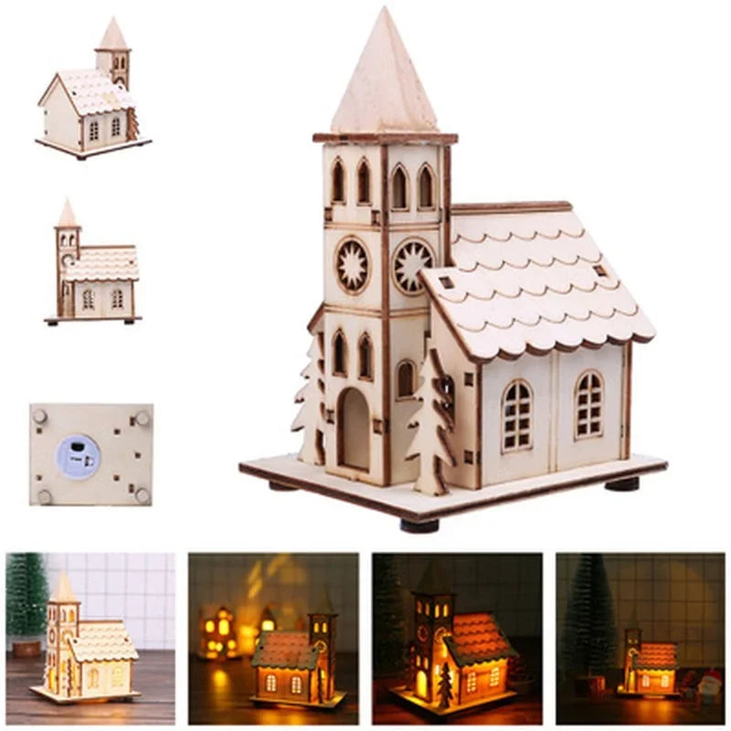 Vintage Christmas Festival Wooden Lighted Houses