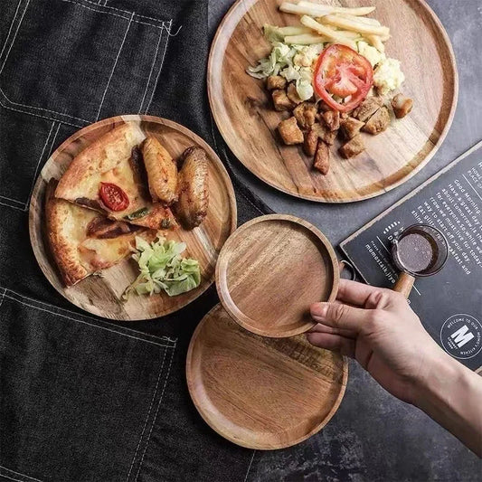 Acacia Wood Round Dinner Tray