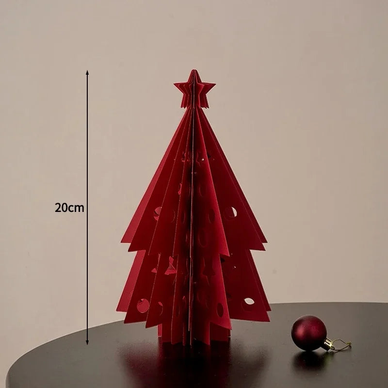 2026 Christmas Decorations Crimson Paper Honeycomb Tree