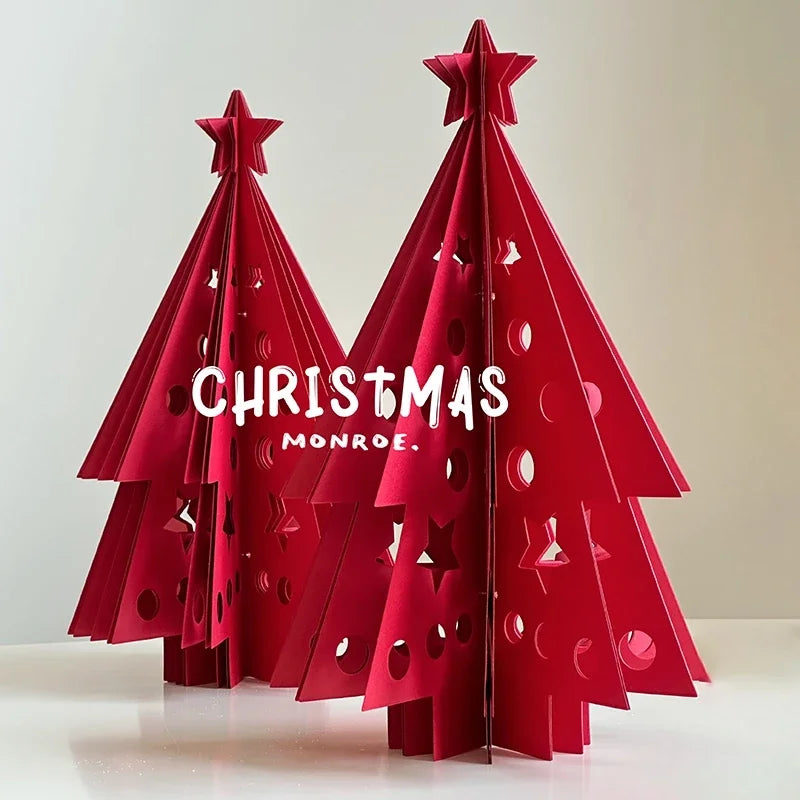 2026 Christmas Decorations Crimson Paper Honeycomb Tree