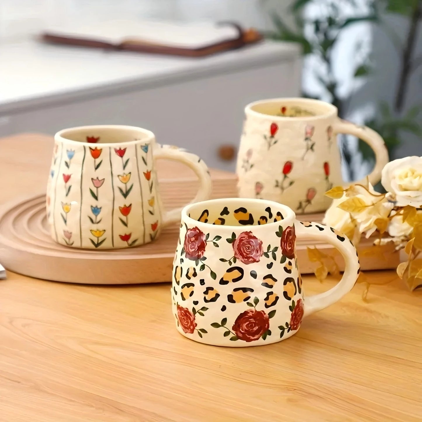 Handmade Botanical  Design Ceramic Mug
