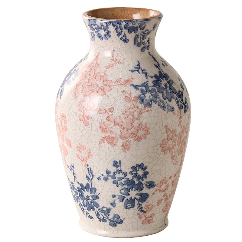 Fleur Blue & Blush Ceramic Vase by DecorBites™