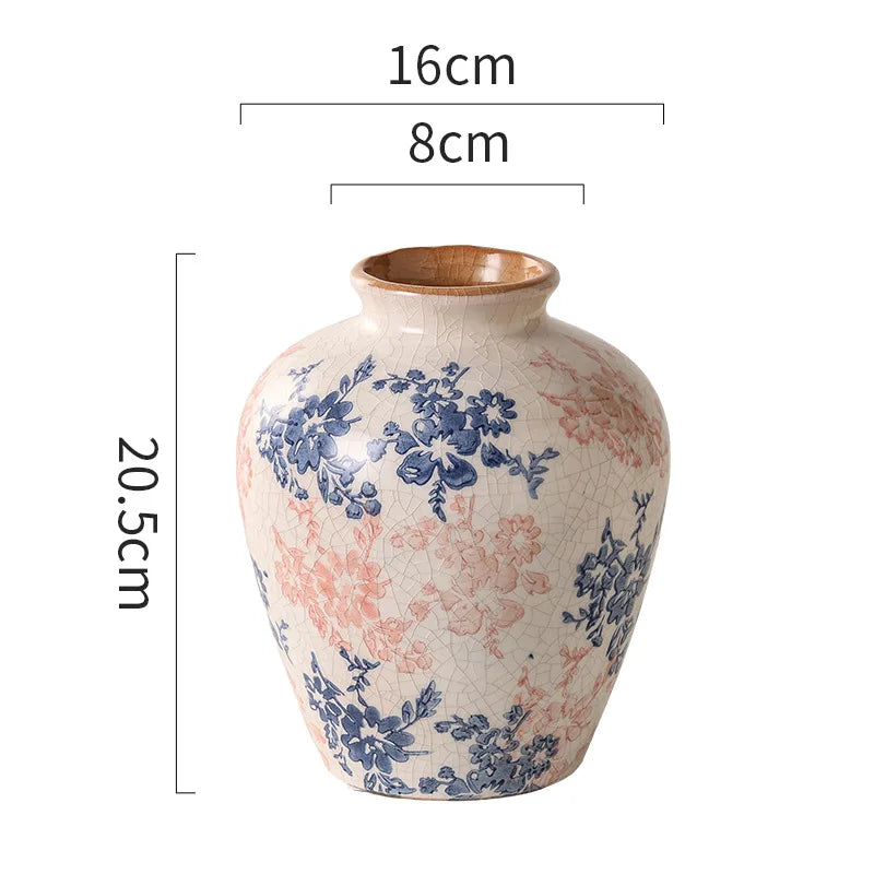Fleur Blue & Blush Ceramic Vase by DecorBites™