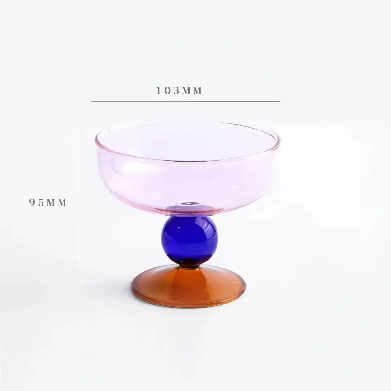 Blown Glass Dessert Cup | Amber Green Blue Grey Pink