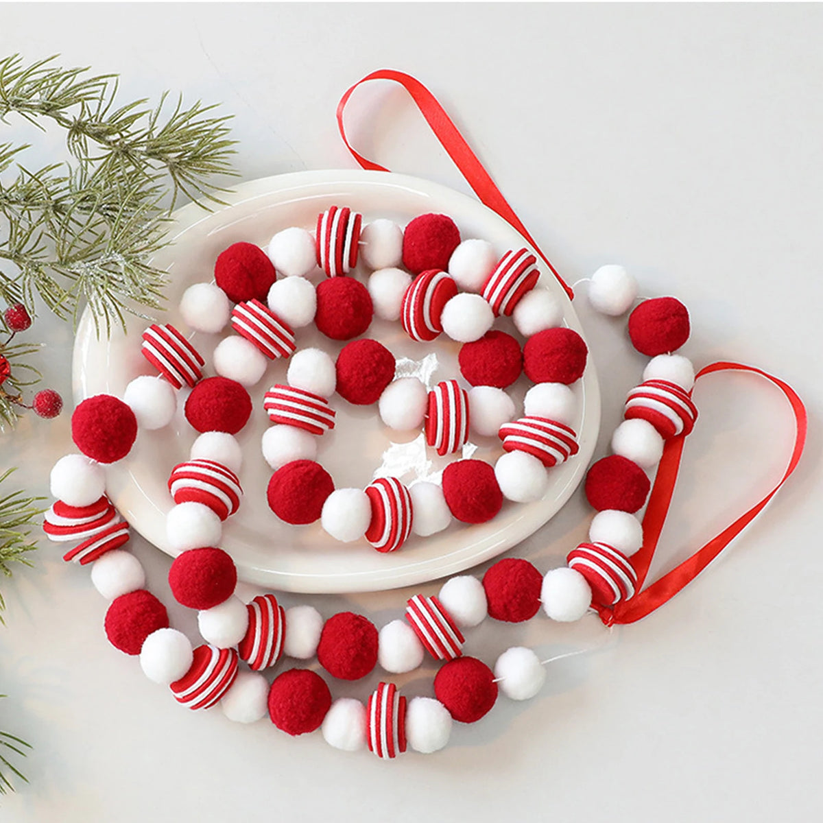 Christmas Felt Pom Pom Ball Garland