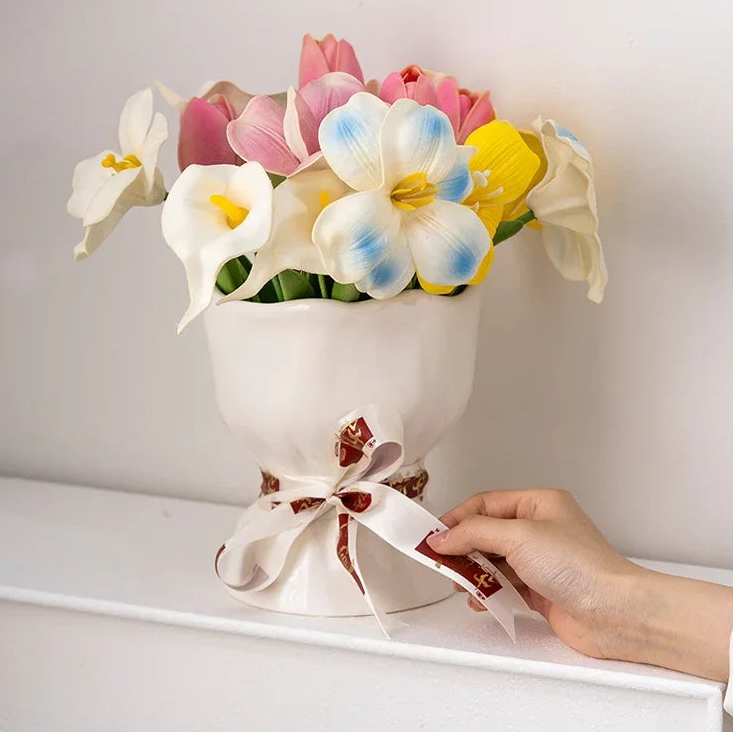 Lovely Ribbon Ceramic Vase Set by DecorBites™