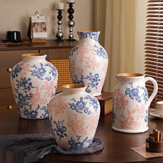 Fleur Blue & Blush Ceramic Vase by DecorBites™