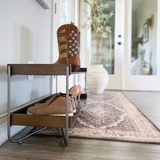 Modern Wood & Metal Shoe Rack