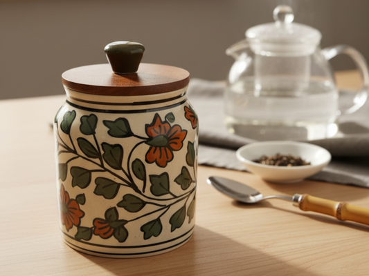 Lola Ceramic Jars with Wooden Lids