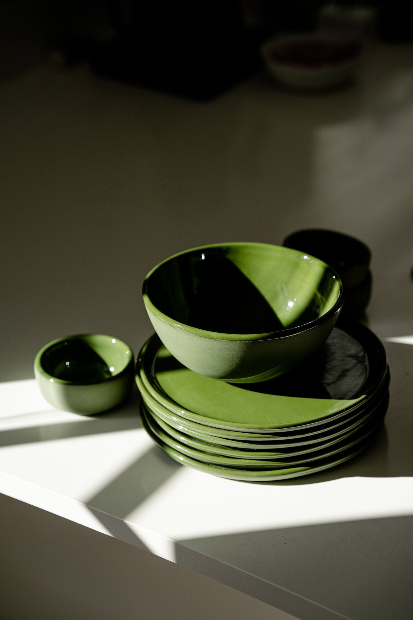 Nocci Handmade Porcelain Dinner Plates-Green