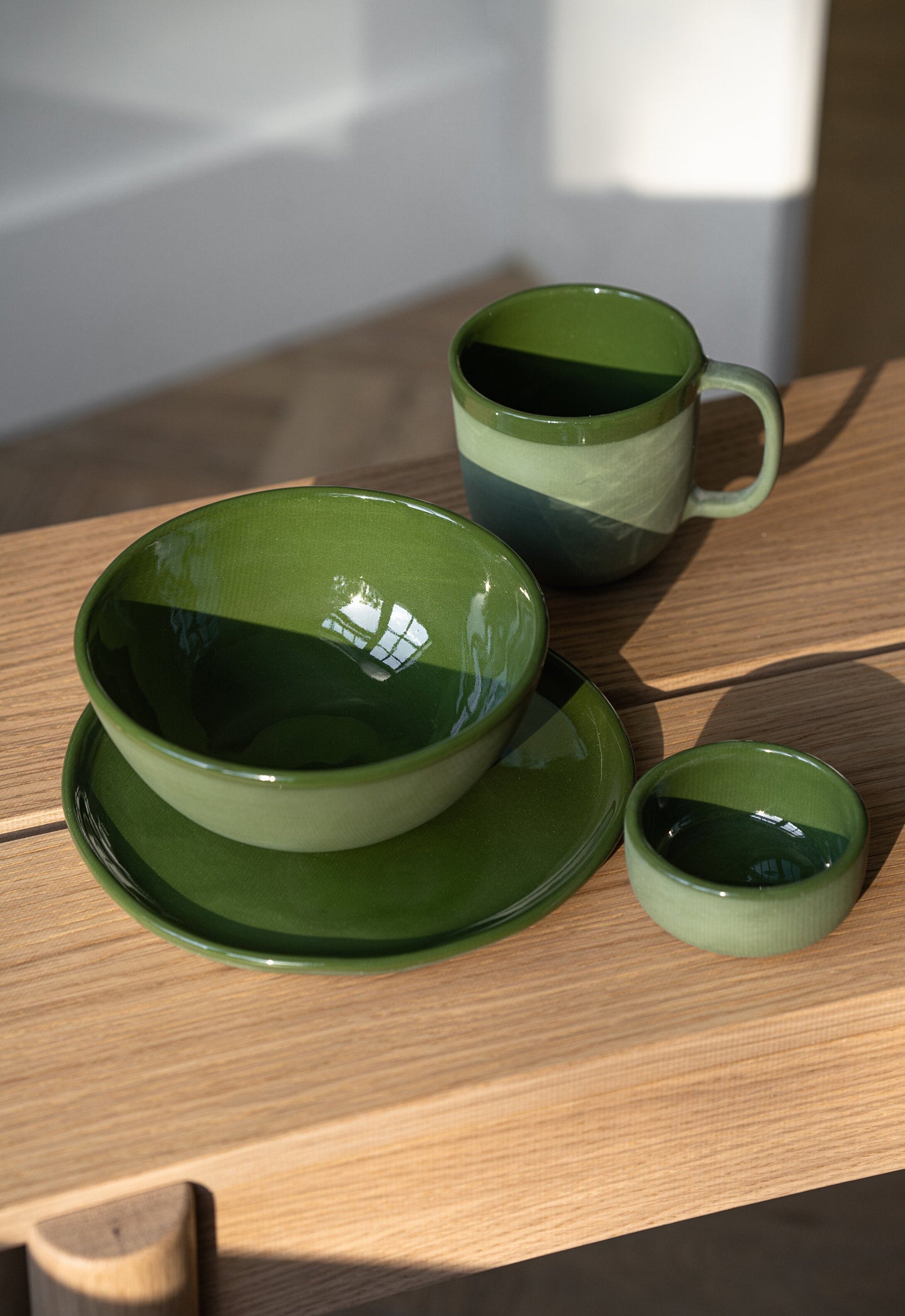 Nocci Handmade Porcelain Dinner Plates-Green